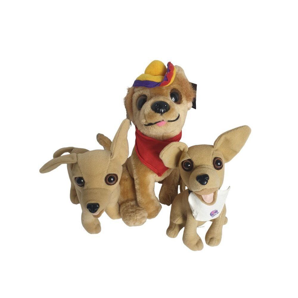 Vintage Chihuahua Stuffed Animal Trio Set Two Taco Bell & Paco